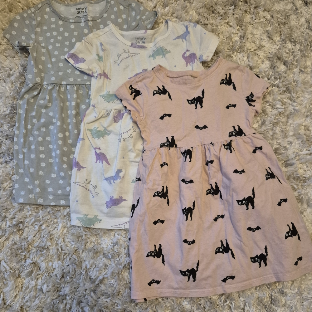 Carter's Kids Casual Dresses - Pink, Gray, White